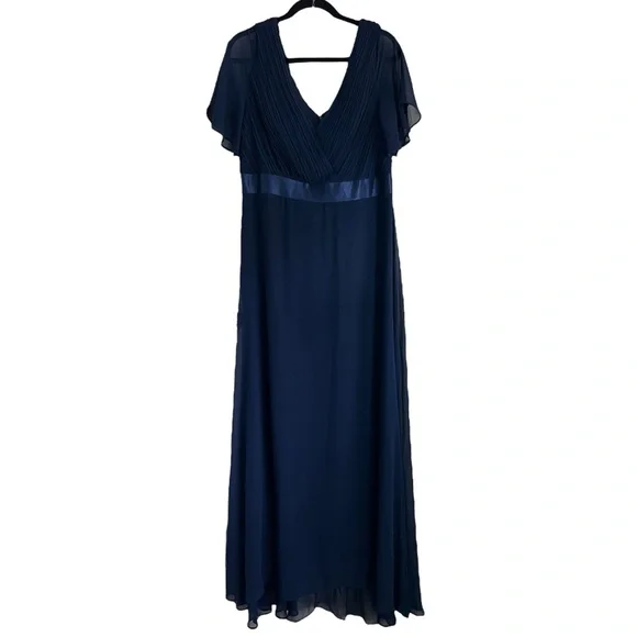 Ever Pretty Blue V Neck Short Sleeve Long Evening Dress Gown Size 18 NWT - Picture 1 of 8